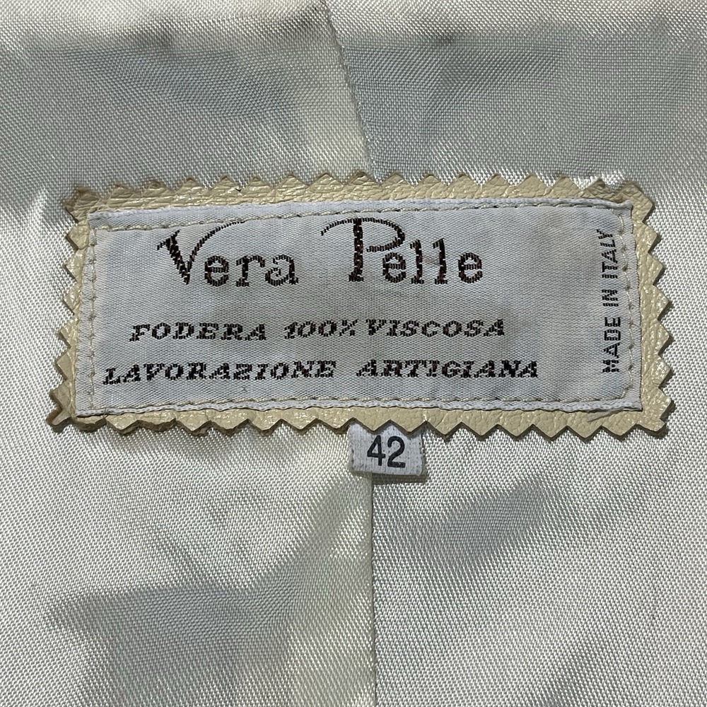 Vera Pelle Made in Italy Leather Stylish Yellow Jacket Size M (Italian size 42) - Picture 3 of 16